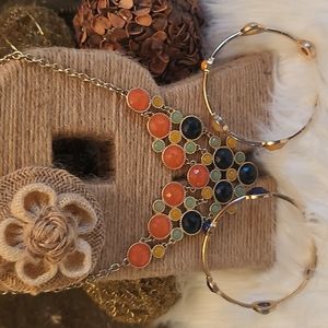 Super cute multi colored necklace with matching bracelets
